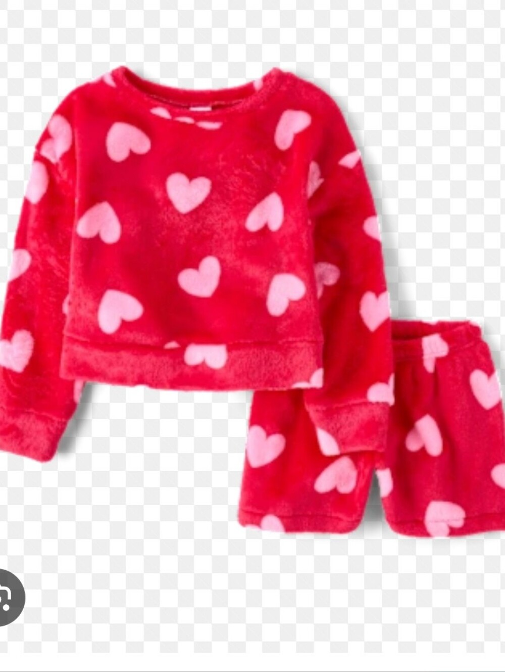 Place Red Fleece Heart Two-Piece Pajama Set with Pink Hearts